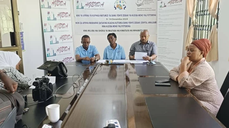 Health stakeholders, Dorah Swai, executive secretary of AGENDA (Middle), Silvani Mng’anya, principal programme officer at AGENDA and Bernard Kihiyo, Director of Tanzania Consumer Advocacy and Research during a news conference in Dar es Salaam