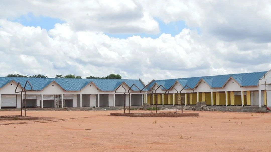 A side view of a bus terminal under construction in Lundusi village, Songea District Council.