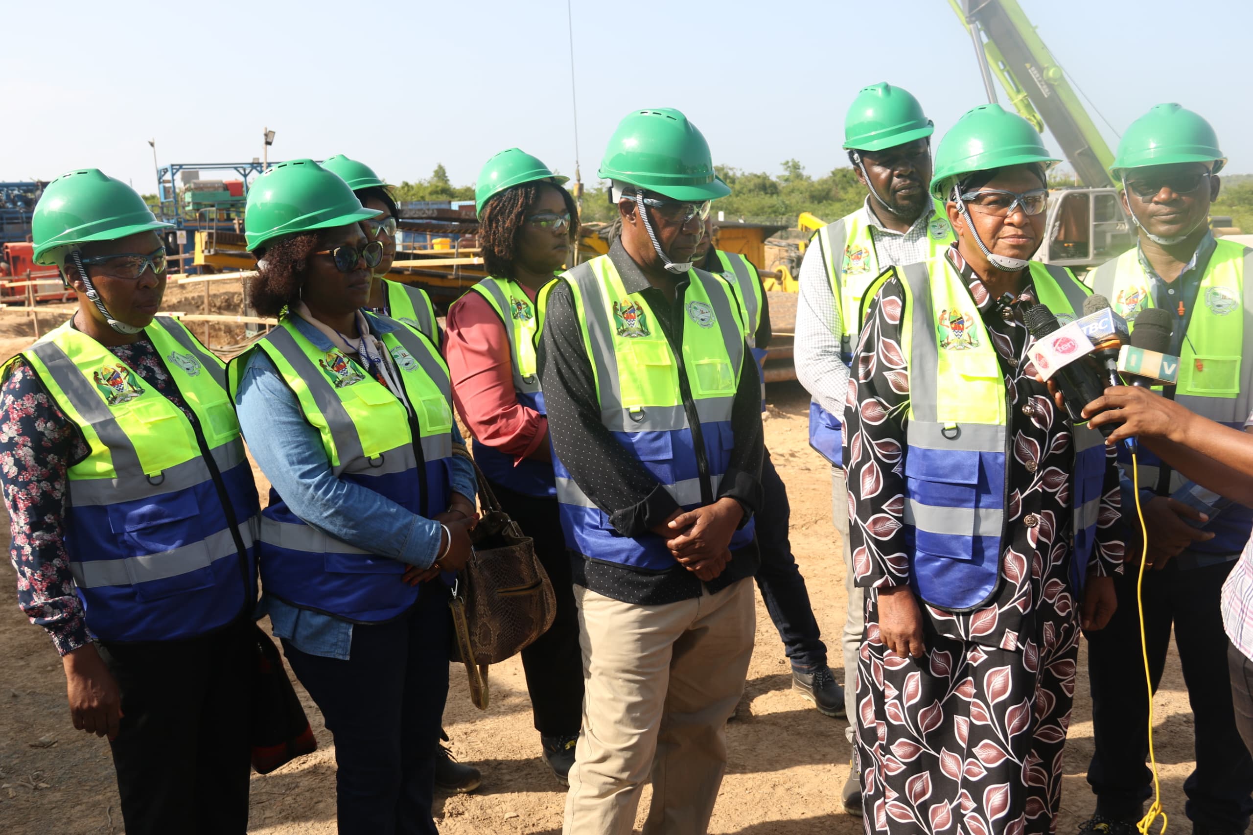 National Environment Management Council (NEMC) Board of Directors Chairperson Prof Esnat Chaggu speaks when the board visited the East Afri-can Crude Oil Pipeline Project (EACOP) at Chongoleani area in Tanga region, yesterday.