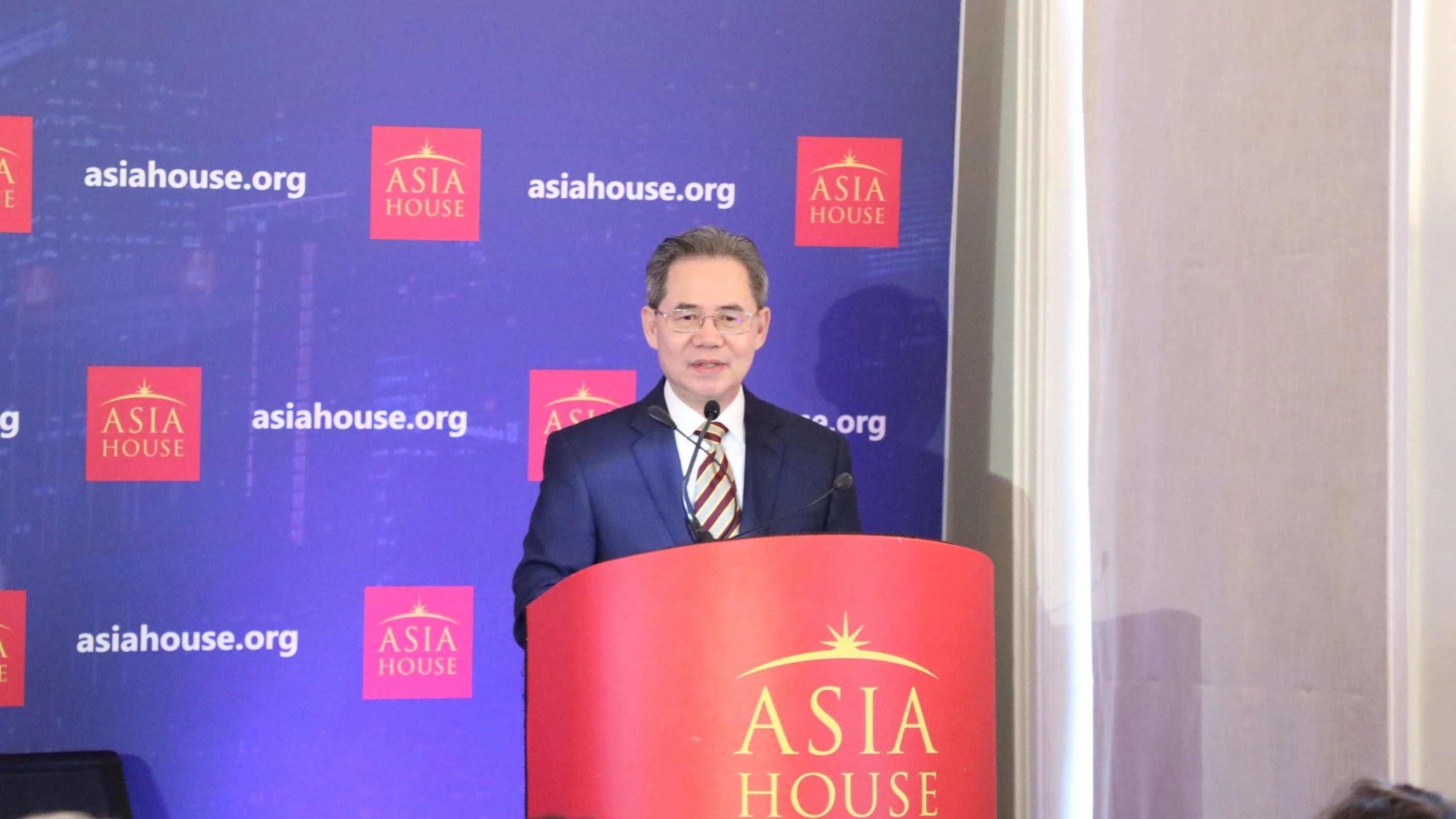 Chinese Ambassador to the United Kingdom (UK) Zheng Zeguang delivers his speech during a meeting held by think tank Asia House, in London, Jan 16, 2024. 