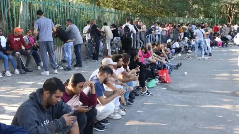 
Migrants line up in Tapachula, in the Mexican state of Chiapas, on January 22, 2025.