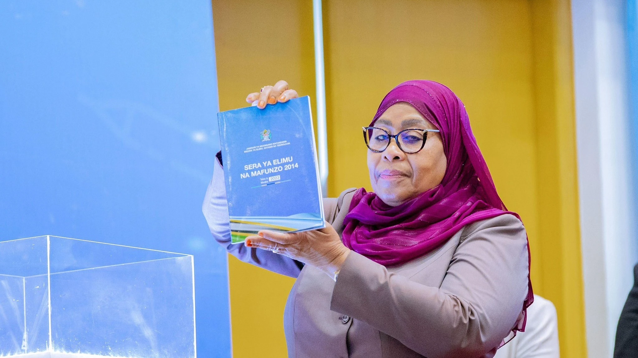 President Samia Suluhu Hassan officially launches the Education and Training Policy for the year 2014, 2023 Edition, during a ceremony held in Dodoma today February 1, 2025, at the Jakaya Kikwete Conference Hall.