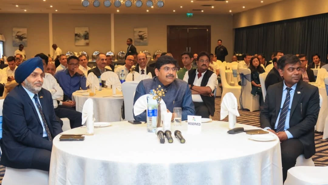 


High Commissioner of India to Tanzania, Bishwadip Dey (C) listens to the proceeding of the business meeting attended by Indian Investors and business leaders at the New Africa Hotel