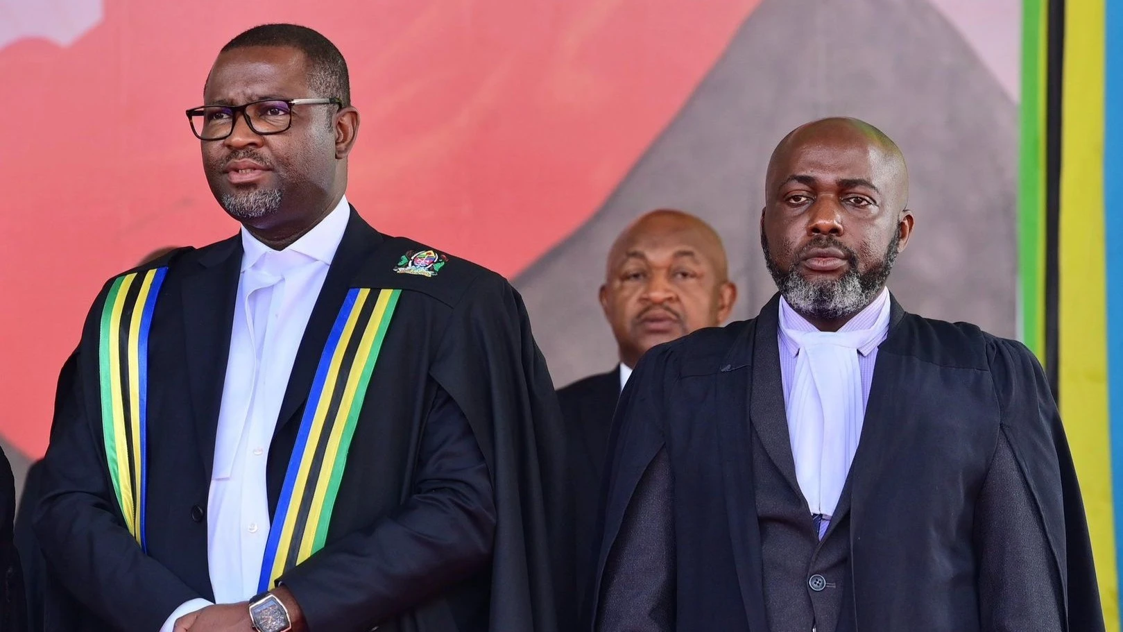 Attorney General Hamza Johar (left) and Tanganyika Law Society (TLS) President Boniface Mwabukusi at the National Law Day celebrations held at Chinangali Grounds in Dodoma on February 3, 2025.