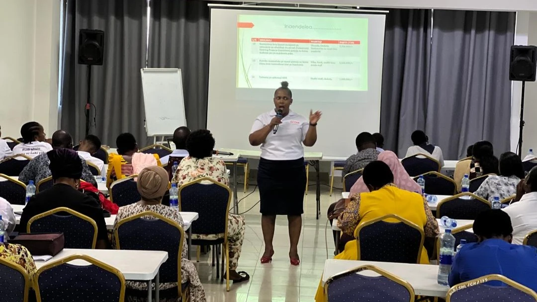 Tunu Sanga, Education Programme Officer at the Organization for Community Development (OCODE) speaks during a stakeholders meeting held in Dar es Salaam Region recently. 