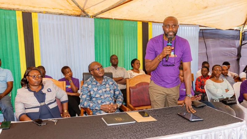 SBL Managing Director, Obinna Anyalebechi, speaking to guests (not in the photo) at Mkolani Secondary School in Nyamagana District during the launch of the SMASHED program under SBL, which was inaugurated on February 20 in the Mwanza region. 