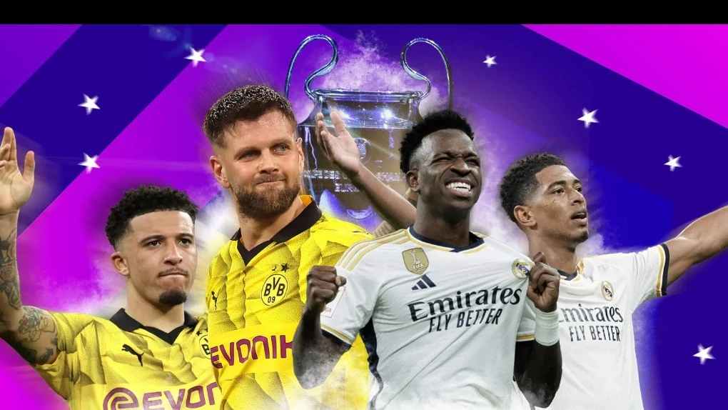 Wanafainali wa Ligi ya Mabingwa Ulaya msimu uliopita. Pichani kushoto (picha mbili) ni wachezaji wa Borussia Dortmund na wawili kulia ni wa Real Madrid
