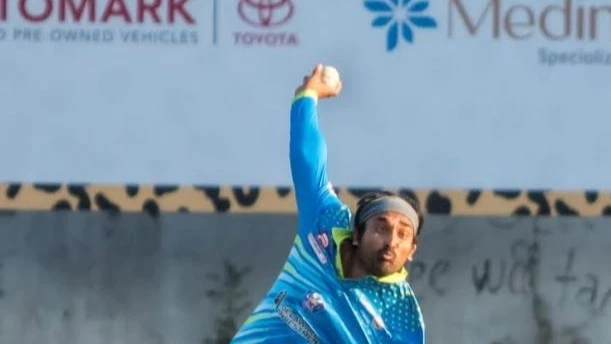 
Delaware Upanga SC-A's Ramesh Alluri bowls against Strikers when the clubs met in the recent showdown in Dar es Salaam. 