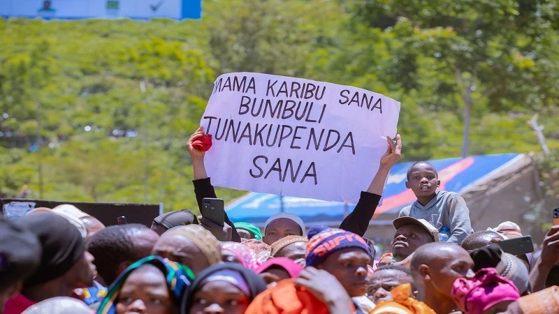 A hearty welcome is lined up for President Samia Suluhu Hassan in Bumbuli District’s Bumbuli ward yesterday shortly before she arrived there as part of her continuing week-long working tour of Tanga Region. 