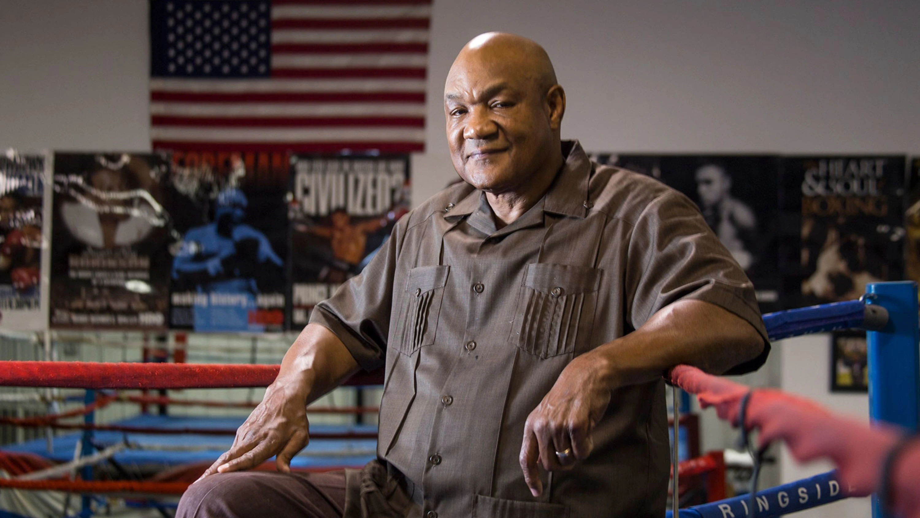 Boxing legend George Foreman poses for a portrait at the George Foreman Youth Center in Houston in 2015.