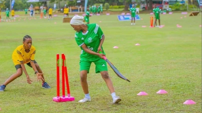 Dar es Salaam junior female cricket players battle it out in a recent junior development festival at the Dar es Salaam Gymkhana Club. 