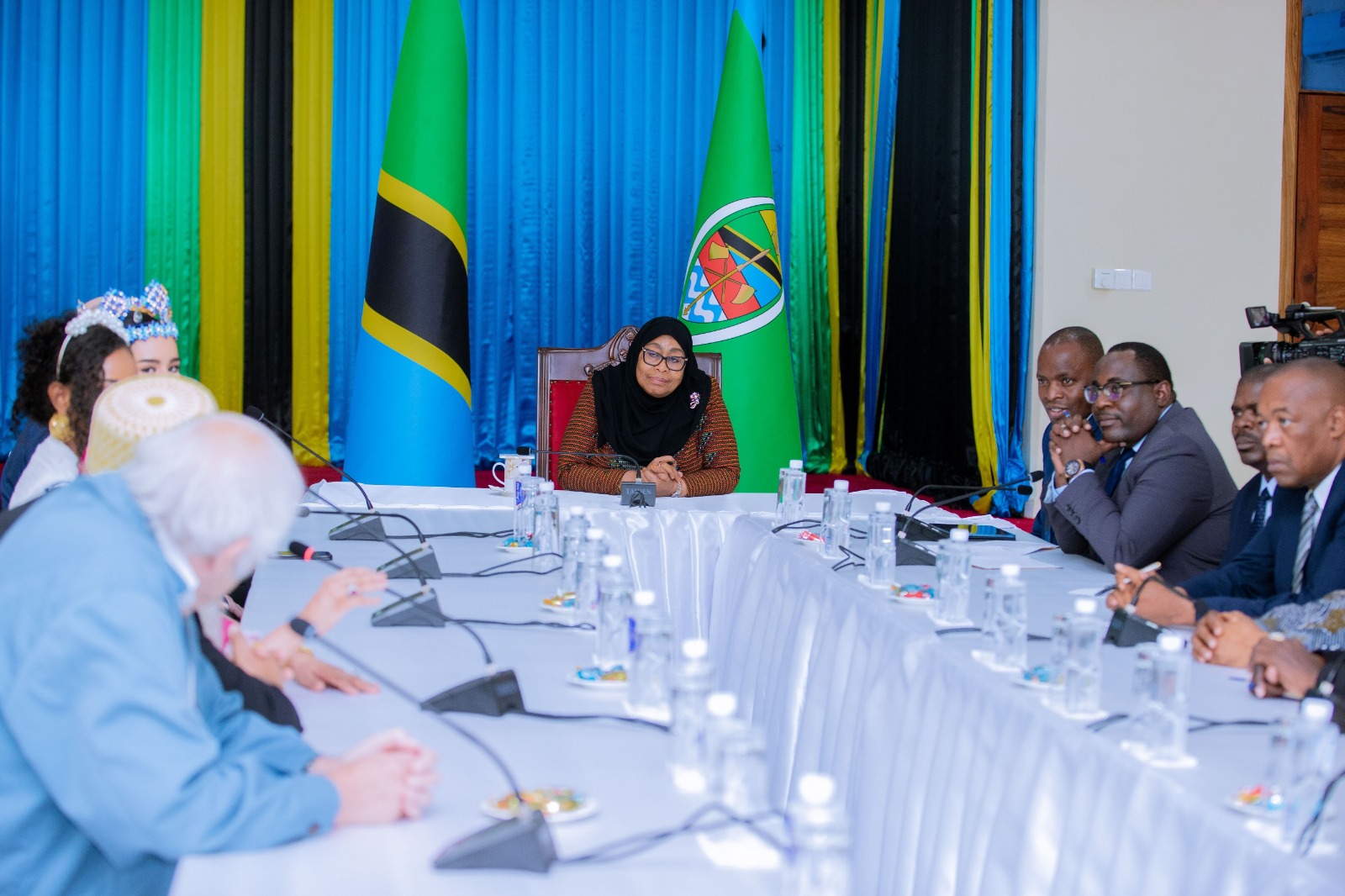 President Samia Suluhu Hassan pictured at Kizimkazi in Zanzibar yesterday during talks with Miss World Limited officials led by chairperson and CEO Julia Evelyn Morley alongside Thailand’s Miss World 2025 Opal Suchata Chuangsri and Ethiopia’s Miss World.
