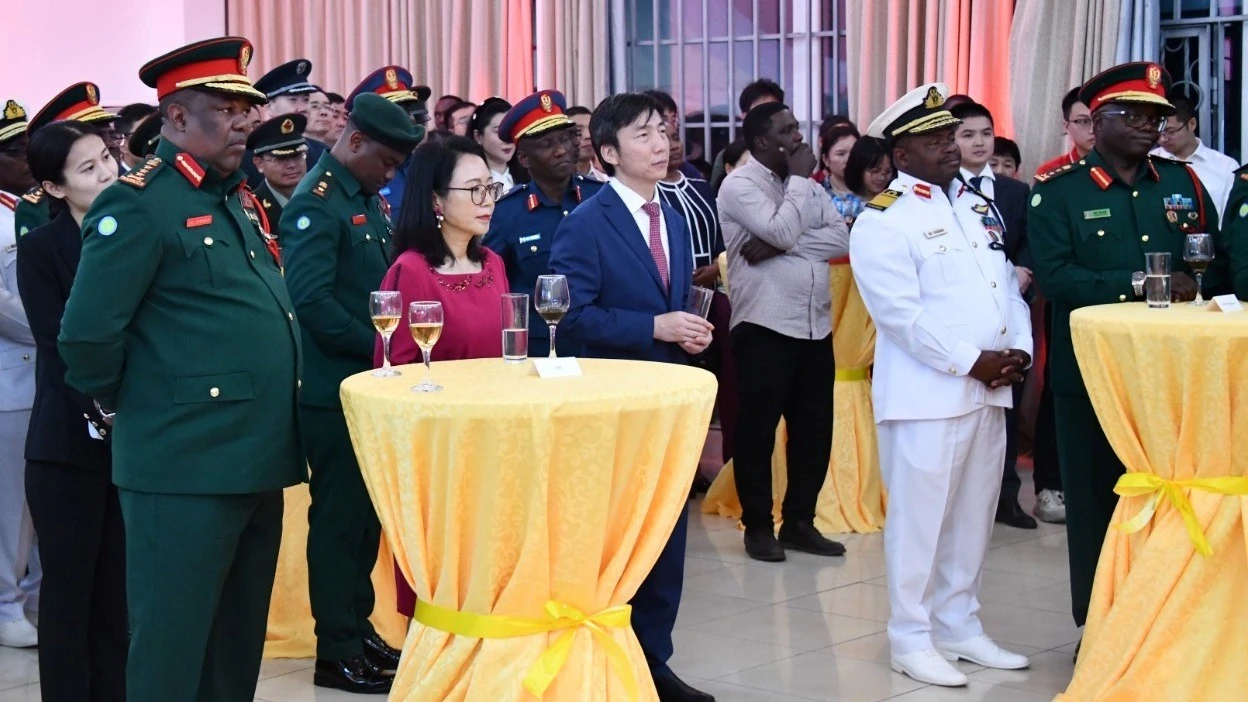 Tanzania People’s Defence Force (TPDF) Chief of Staff, Lieutenant General Salum Haji Othman (L), Chen Mingjian, Chinese Ambassador to Tanzania pictured during the 98 the anniversary of the founding of the Chinese People’s Liberation Army. 