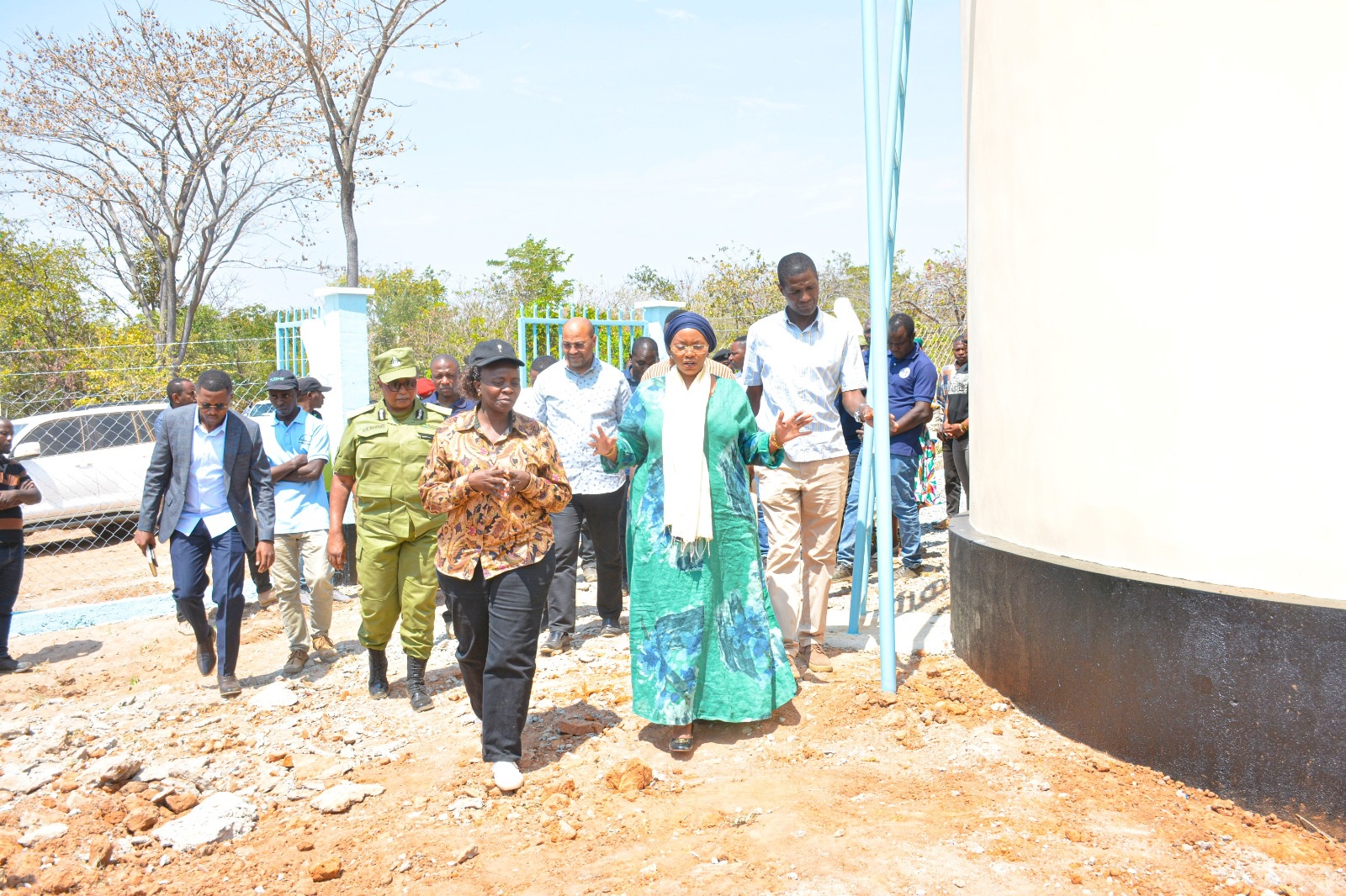  Shinyanga regional commissioner Mboni Mhita (R, foreground) pictured at the weekend while on an inspection tour of progress in the execution of water and various other development projects in Ushetu District