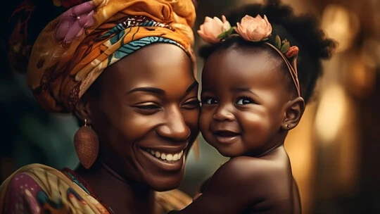 African mon and child image illustration