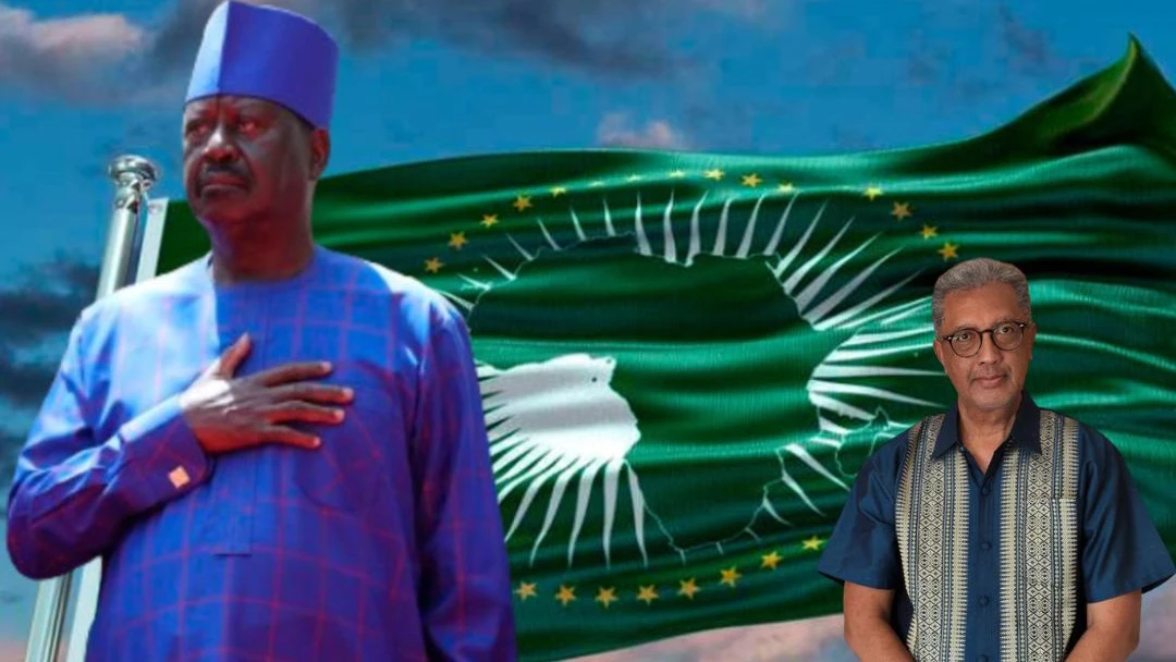 Mtiania wa Mwenyekiti wa Tume ya Muungano wa Afrika (AUC) Raila Odinga (kushoto) na mwenzake Richard  Randriamandrato