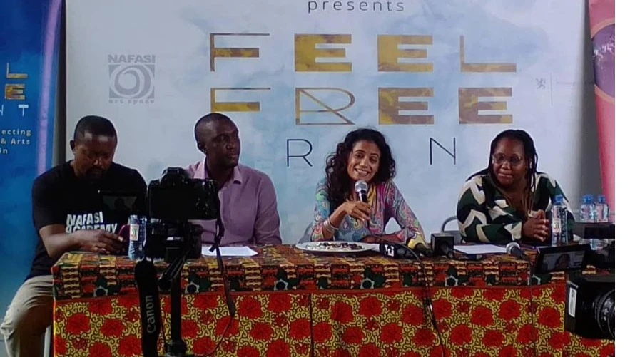 Nafasi Art Space's Board Chairperson Risha Chande (2nd R), speaks at an occasion for announcing the selected grantees for the 2025 Feel Free Incubation Grant in Dar es Salaam in April. 