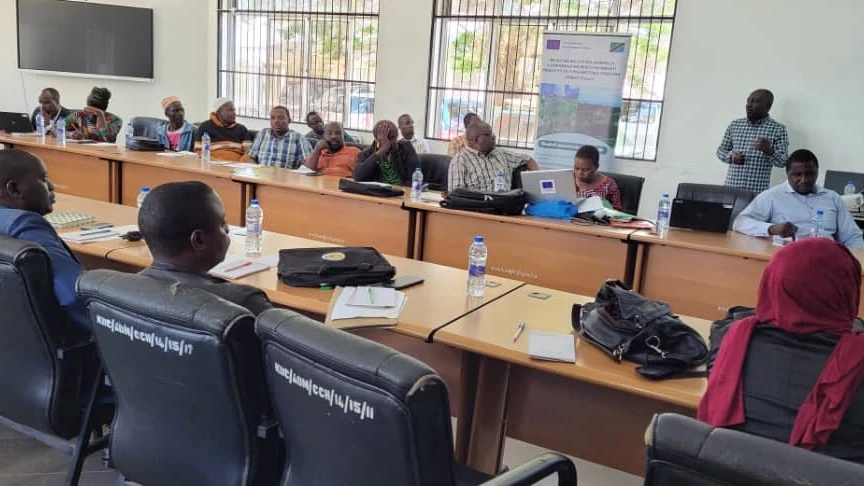 Peter Mtoro, a community based forest management Officer, at the Tanzania Forest Conservation Group (TFCG) presenting a report on the impact of the IFBEST project, lessons learned, and challenges they face encountered during its implementation.
