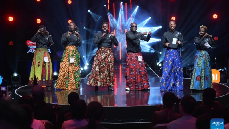 Singers perform during the finals of Sing for Africa, a Chinese-supported musical talent show in Nairobi, Kenya, Dec. 29, 2025. 