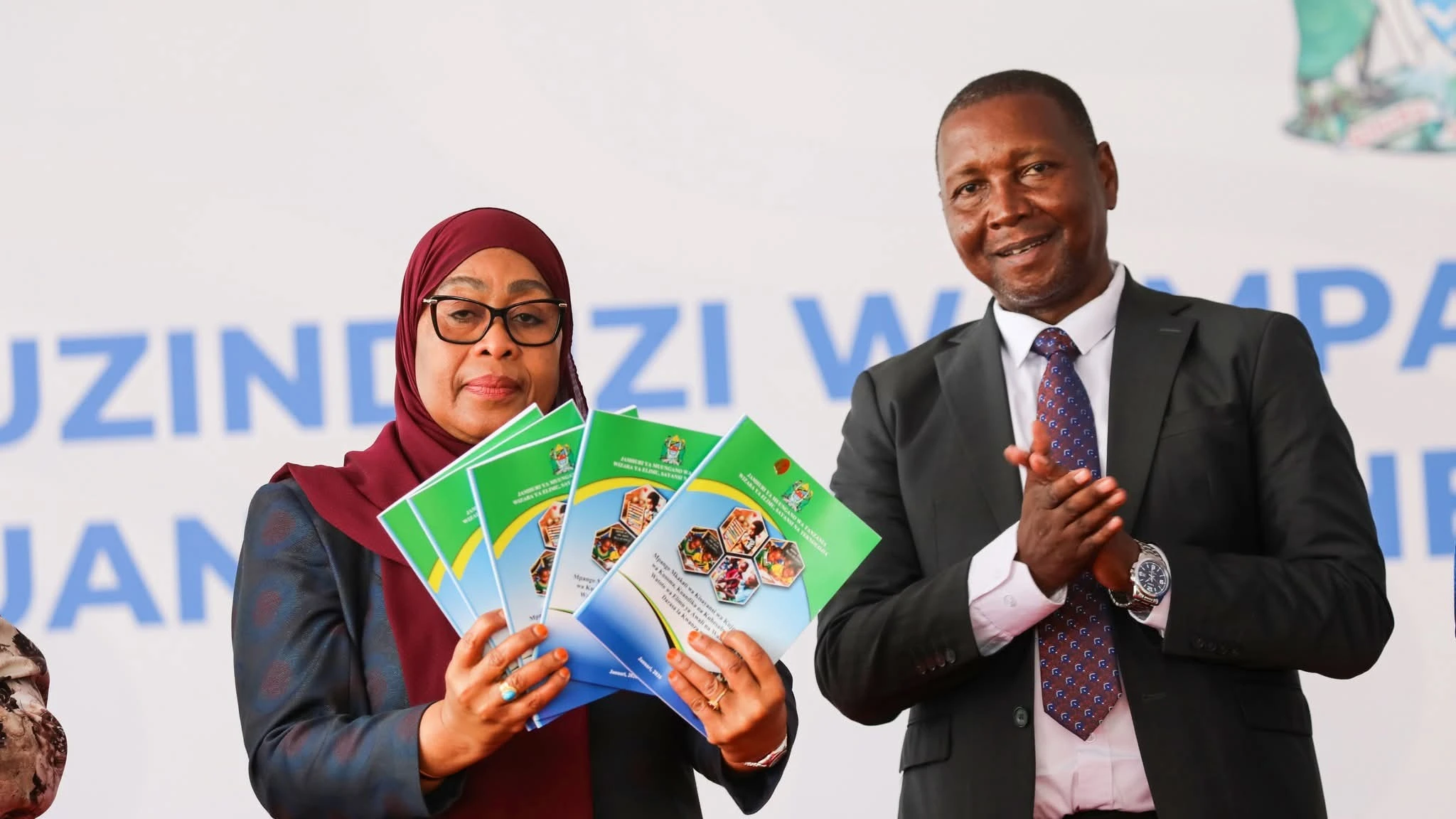 President Samia Suluhu Hassan during the launch of the Strategic Framework for Foundational Reading, Writing and Arithmetic for pre-primary children and pupils in Standard One and Two, at NECTA grounds in Dar es Salaam recently. 