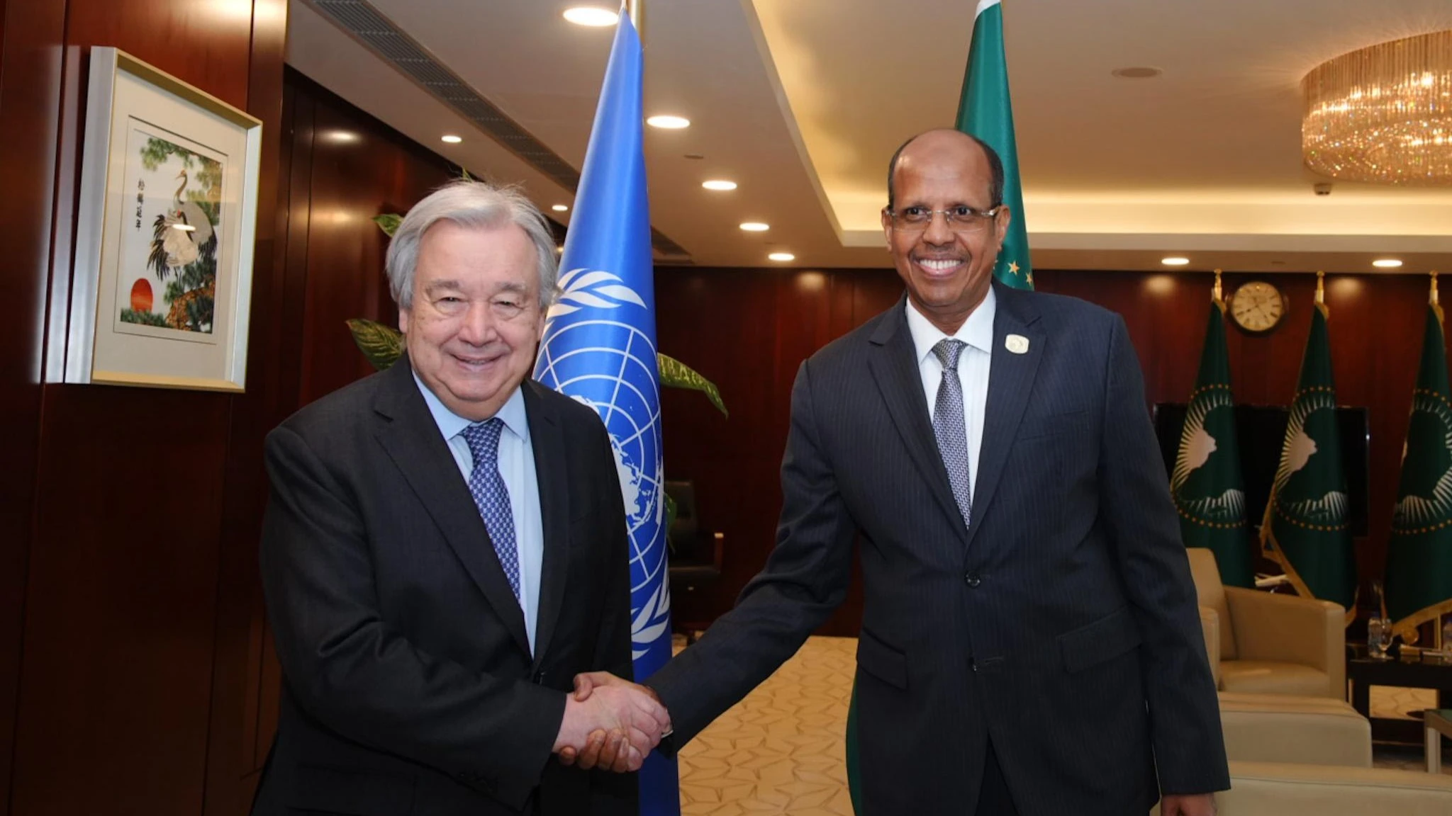 
Mahmoud Ali Youssouf met with António Guterres in Addis Ababa to advance Africa’s case for peace, growth, and a permanent seat at the United Nations Security Council. 