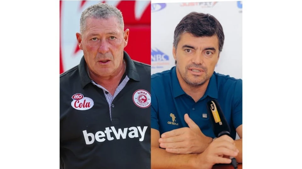 Stive Barker, Kocha wa Simba (kushoto) pamoja na Pedro Soares, Kocha wa Yanga