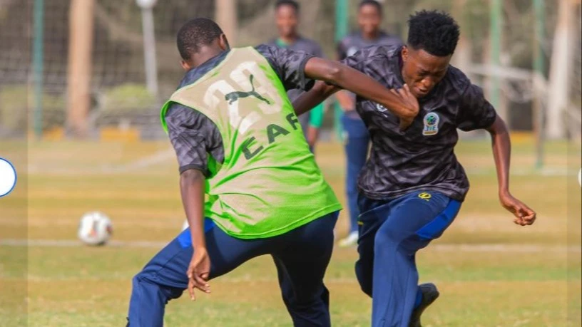 Twiga Stars players train during a recent session at the Mercure Hotel grounds in Ismailia, Egypt as they prepare for the 2026 Women’s Africa Cup of Nations finals to be held in Morocco. 