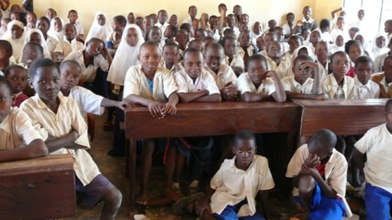 Overcrowded classroom in African school